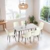 Aimerive Dining Chairs Set of 8, Kitchen Dining Chairs, Modern Upholstered Kitchen Chairs with Faux Leather and Metal Legs, Dining Room Chairs, Plaid White view 2