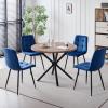 Lecafur HL 39" Round Dining Table Set for 4, Mid Century Kitchen Table with 4 Velvet Dining Chairs for Apartment Living Room Space Saving view 1