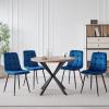 Lecafur HL 39" Round Dining Table Set for 4, Mid Century Kitchen Table with 4 Velvet Dining Chairs for Apartment Living Room Space Saving view 2