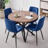 Lecafur HL 39" Round Dining Table Set for 4, Mid Century Kitchen Table with 4 Velvet Dining Chairs for Apartment Living Room Space Saving view 4