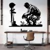 Bestome Kneeling Soldier Veteran Metal Wall Decor, Army Wall Decor, Veteran Metal Wall Decor, Patriotic Decor, Wall Decor Living Room, Army Gifts for Soldiers Veterans (Silver, 24"x17"|60x43 cm) view 2