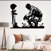 Bestome Kneeling Soldier Veteran Metal Wall Decor, Army Wall Decor, Veteran Metal Wall Decor, Patriotic Decor, Wall Decor Living Room, Army Gifts for Soldiers Veterans (Silver, 24"x17"|60x43 cm) view 3