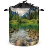 Clear Water Lake Laundry Hamper Waterproof Laundry Basket Large Circular Dirty Clothes Hamper with Handle Collapsible Washing Bin Storage Basket for Clothes And Toys 17.3 x 17.3 in view 1
