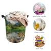 Clear Water Lake Laundry Hamper Waterproof Laundry Basket Large Circular Dirty Clothes Hamper with Handle Collapsible Washing Bin Storage Basket for Clothes And Toys 17.3 x 17.3 in view 3