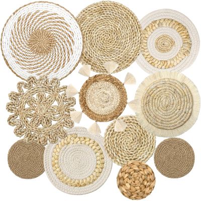 Set of 11 Boho Wall Basket Decor Wicker Woven Wall Basket Decoration