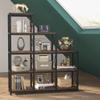 5-Tier Stepped Bookcase, 9-Cube With Carbon Steel Frame, Easy To Assemble Anti-Tipping Kits & Adjustable Foot Pads, Save Space 12 Shelves Storage Open Display Shelf, for Home Office (Brown) view 2