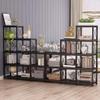 5-Tier Stepped Bookcase, 9-Cube With Carbon Steel Frame, Easy To Assemble Anti-Tipping Kits & Adjustable Foot Pads, Save Space 12 Shelves Storage Open Display Shelf, for Home Office (Brown) view 4
