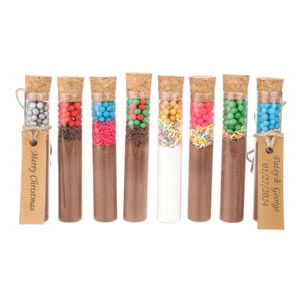 Pack of 30-40-50 Personalized Christmas Hot Chocolate Favors, Hot Cocoa Tubes, Hot Chocolate for Guests, Hot Cocoa Season Favors, Bulk Happy Holidays Employee Favors (Hot Chocolate)