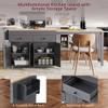 LUMISOL Extendable Kitchen Island with Storage and Dining Table, Grey view 3