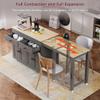 LUMISOL Extendable Kitchen Island with Storage and Dining Table, Grey view 4