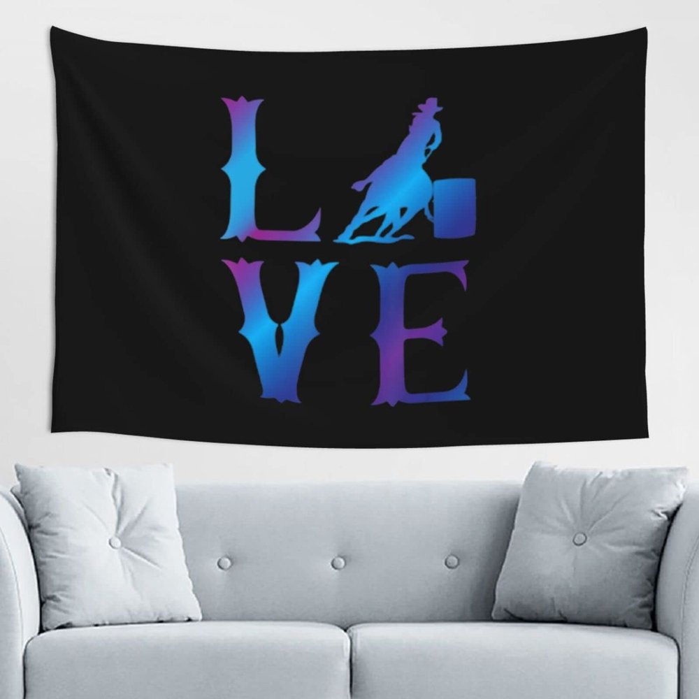 BGPTWLQMX Love Barrel Racing Tapestry Wall Hanging Decoration Blanket Bedroom Living Room Dormitory 3d Tapestry 60 * 40inch