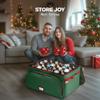 HOLDN STORAGE Premium Christmas Ornament Storage Container - Holds Up to 72-4 Ornaments Durable 600D Fabric - Adjustable Dividers - 3 Individual Trays - Metal Frame - Green view 3