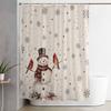 Shower Curtains for Bathroom-60x72in,Merry Christmas Snowman Red Bird Waterproof Bath Curtain Grommet Shower Curtain Set with Hooks,Snowflake Holly on Burlap Flax Washable Bath Accessories view 2