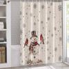 Shower Curtains for Bathroom-60x72in,Merry Christmas Snowman Red Bird Waterproof Bath Curtain Grommet Shower Curtain Set with Hooks,Snowflake Holly on Burlap Flax Washable Bath Accessories view 3