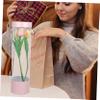OKUMEYR Cylindrical Flower Packaging Box with Lid Bouquet Holder for Valentine Day Elegant Floral Arrangements Flower Present Box for Special Occasions view 2
