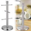 Hxyxbnhno Silver 6 Coffee Mug Tree Kitchen Tea Cup Holder Stand Rack Modern Cup Hanging Display Drinkware Shelf Stainless Steel view 2