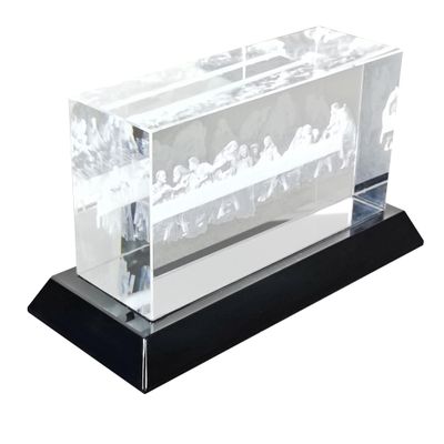 7.1 X 3.5 X 3.9 Inchs 3D Crystal The Last Supper Jesus Christ Figurine Statue with Base, Engraved Crystal Decor Catholic Religious Jesus Keepsake Christmas Gifts Christian Gifts 22109-NF