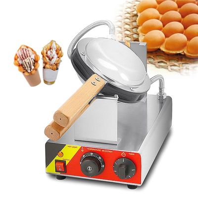 Single Bubble Waffle Maker Commercial Waffle Maker Non-stick Hong Kong Egg Waffle Maker 180 Rotatable, Electric Non Stick Appliance for Ice Cream Treat Desserts