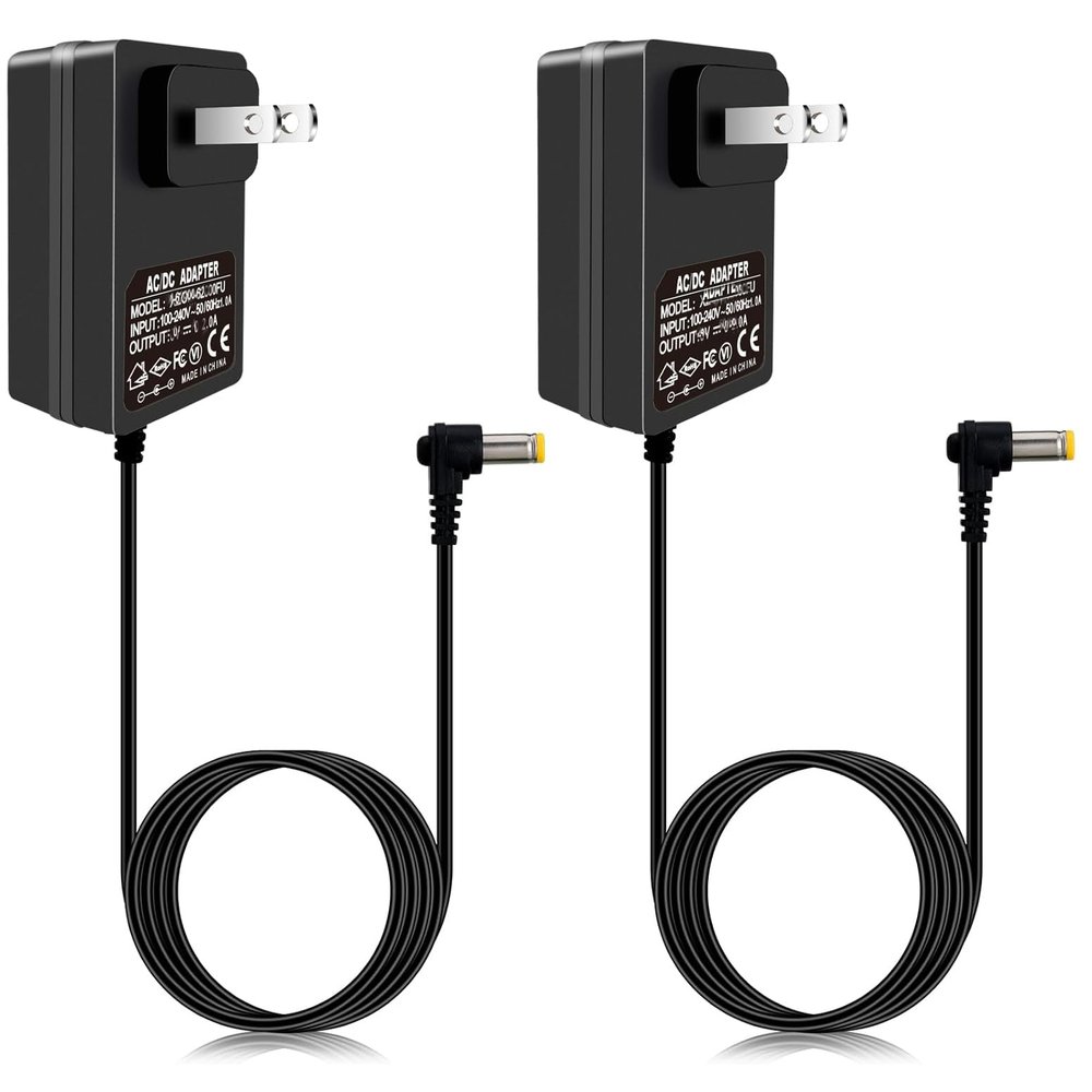 4.5v lemax Power Adapter Compatible with Lemax Lighted Accessory AC DC Power Adapter for Christmas Halloween Village Lights Micro Lighting Building Decor (1 Output, Bend, Black 2 Pcs)