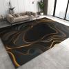 Abstract Liquid Streak Art Area Rug, Black and Gold Line Art Home Decor Rug, Easy Clean Carpet for Living Room Bedroom Kitchen Dining Room Home Office Floor Rug 6x8 ft view 1