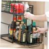 Mikinona Kitchen Storage Organizer Multi-functional Seasoning Rack for Countertop and Cabinets Heavy-duty Material Elegant Black Design for Storing Kitchen Utensils and More view 4