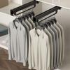 Pull-Out Pant Hanger, Slide-Out Pants Rack, Pull-Out Clothing Organizer for Pants and Coats, Space-Saving Storage Solution, Maximum Load 40 lbs (Black, 24in) view 1