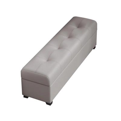 Storage Bench with Padded Seat End of Bed Bench with Hidden Window Bench Shoe Bench Leather Footstool with Legs for Living Room Entryway