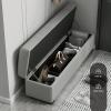 Storage Bench with Padded Seat End of Bed Bench with Hidden Window Bench Shoe Bench Leather Footstool with Legs for Living Room Entryway view 4