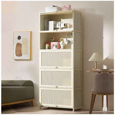 68" White Bookshelves and Bookcases with Doors Floor Standing 5 Shelf Display Storage Shelves, 12" Depth Bookcase, Tall Bookcase for Home Office, Living Room,70172cm/2868in