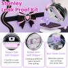 MOTEERLLU 6pcs Purple Stanley Cup Accessories Set,Bow Straw Cover for Stanley Cup 30oz 40oz, Including Straw Topper,Spill Proof Stopper,Sparkly Silicone Boot Set,Handle Charm,Initials Sticker (D) view 4