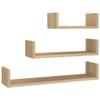 ANYCHOLE Wall Display Shelf 3 pcs Sonoma Oak Engineered Wood,Sturdy U Shaped Floating Shelves Set of 3 for Decor and Storage Wall Shelves, Wall Shelving view 2