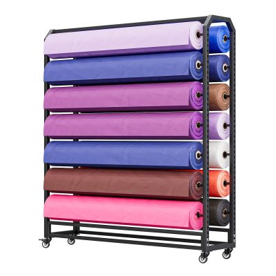 Large Fabric Display Rack Cart with Adjustable Hanging Rod, Save Space Commercial Organizer Holder, Suitable for Vinyl Spool/Car Color Change Film/Tablecloth/Wrapper(20 rods,160cm)