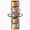 5-Shelf Rotating Bookshelf for Home Use Multi-Functional Floor Standing Shelf Household Goods Storage Rack Space-Saving High Load-Bearing Capacity Safe and Durable(Wood Color) view 1