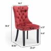 JETEAGO Velvet Dining Chair Set of 2, Upholstered Tufted Dining Room Chair with Nailhead Trim and Solid Wood Leg for Kitchen, Wine Red view 2