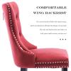 JETEAGO Velvet Dining Chair Set of 2, Upholstered Tufted Dining Room Chair with Nailhead Trim and Solid Wood Leg for Kitchen, Wine Red view 4