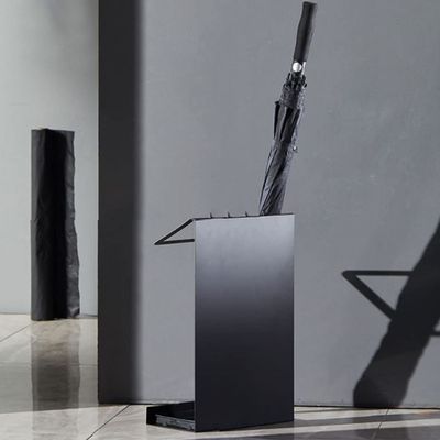 ZQKKLK Black Umbrella Holder for Entryway, Umbrella Stand Rack Square Umbrella Stand with Hooks Metal Umbrella Stands for Entryway Umbrella Storage Stand Holder with Removable Drip Tra Um