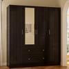 AIEGLE 4 Doors Wardrobe Armoire with Mirror, 63" Wide Large Freestanding Wardrobe Closet with 2 Drawers, Shelves & 2 Hanging Rods, Bedroom Clothes Storage Cabinet Organizer, Black Brown view 1