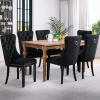 JETEAGO Velvet Dining Chair Set of 8, Upholstered Tufted Dining Room Chair with Nailhead Trim and Solid Wood Leg for Kitchen, Black view 2