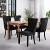 JETEAGO Velvet Dining Chair Set of 8, Upholstered Tufted Dining Room Chair with Nailhead Trim and Solid Wood Leg for Kitchen, Black view 4