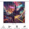 HDESDIS 4Pcs Abstract Cat Dinosaur Shower Curtain Sets with Rugs, Toilet Lid Cover and Bath Mat, Burger Pizza Rainbow Galaxy Bathroom Shower Curtains Set with 12 Hooks view 2