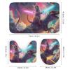 HDESDIS 4Pcs Abstract Cat Dinosaur Shower Curtain Sets with Rugs, Toilet Lid Cover and Bath Mat, Burger Pizza Rainbow Galaxy Bathroom Shower Curtains Set with 12 Hooks view 3