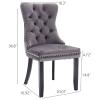 JETEAGO Velvet Dining Chair Set of 6, Upholstered Tufted Dining Room Chair with Nailhead Trim and Solid Wood Leg for Kitchen, Grey view 2