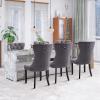 JETEAGO Velvet Dining Chair Set of 6, Upholstered Tufted Dining Room Chair with Nailhead Trim and Solid Wood Leg for Kitchen, Grey view 3