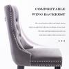 JETEAGO Velvet Dining Chair Set of 6, Upholstered Tufted Dining Room Chair with Nailhead Trim and Solid Wood Leg for Kitchen, Grey view 4