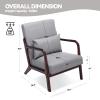 Akeysous Mid Century Modern PU Leather Accent Chair, Living Room Chairs with Lumbar Pillow Boho Arm Chiar Reading Chair with Solid Wood Frame for Living Room Bedroom view 2