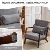 Akeysous Mid Century Modern PU Leather Accent Chair, Living Room Chairs with Lumbar Pillow Boho Arm Chiar Reading Chair with Solid Wood Frame for Living Room Bedroom view 3