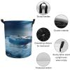 Blue Ocaen Seascape Laundry Hamper Waterproof Laundry Basket Large Circular Dirty Clothes Hamper with Handle Collapsible Washing Bin Storage Basket for Clothes And Toys 17.3 x 13.8 in view 4