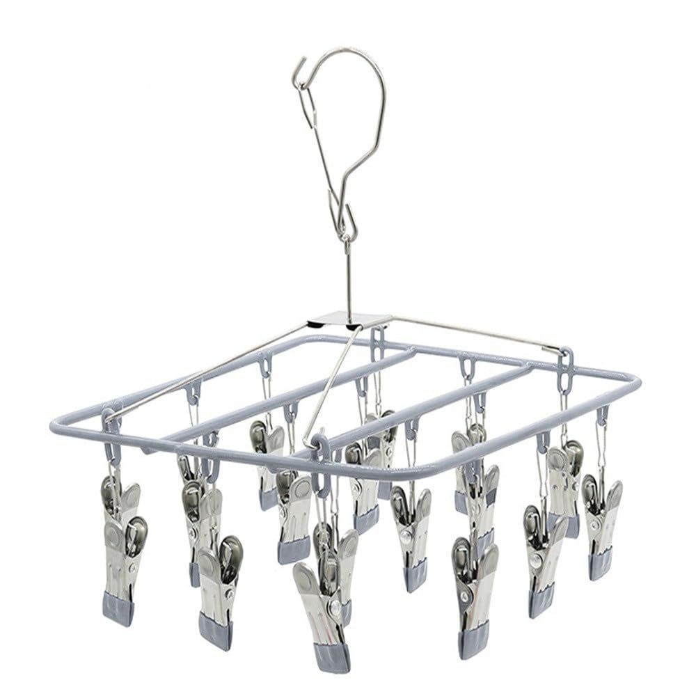 Clothes Pegs for Washing Line Underwear Socks Clothespin Stainless Steel Underwear Hanger Windproof Buckle Clip Holder(Silver)