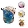 Seabed Coral Fish Dolphins Laundry Hamper Waterproof Laundry Basket Large Circular Dirty Clothes Hamper with Handle Collapsible Washing Bin Storage Basket for Clothes And Toys 17.3 x 17.3 in view 3