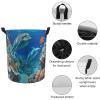 Seabed Coral Fish Dolphins Laundry Hamper Waterproof Laundry Basket Large Circular Dirty Clothes Hamper with Handle Collapsible Washing Bin Storage Basket for Clothes And Toys 17.3 x 17.3 in view 4